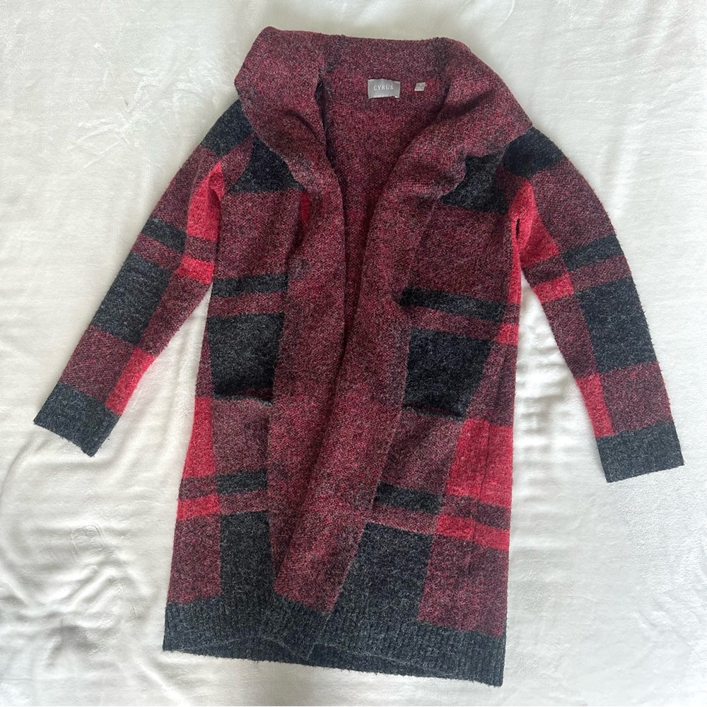 Red Plaid Cardigan
